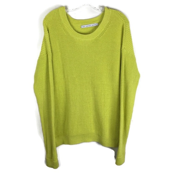 & Other Stories Sweaters - & Other Stories Crochet Knit Long Sleeve Slouchy Sweater in Yellow Green
